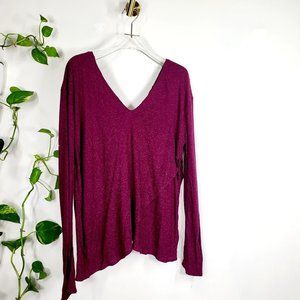 Chaser Flowy Silk Blouse Womens Medium Burgundy V Neck Lagenlook‎ Loose NEW